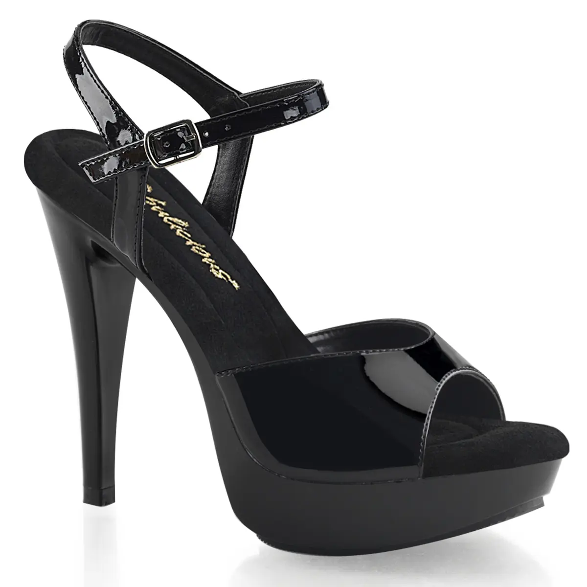 FABULICIOUS COCKTAIL-509 Black Ankle Strap Sandals for Women, 5" Stiletto Heel, 1" Platform, Open Toe, Slip On Summer Heels Shoes, Sandals Women, Heels Shoes For Women