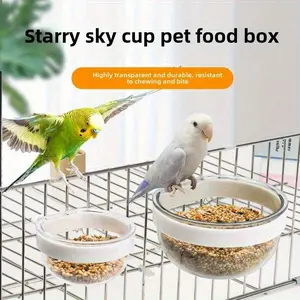 【1Pc Bird artificial feeder 】Parrot food box, tiger skin, peony food can, food basin, Xuanfeng bird cup, health care sand egg, millet food bowl, learn to eat pet products, suitable for a variety of birds