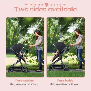 GARVEE Convertible Baby Stroller with Foldable Pushchair and Newborn Reversible Bassinet Pram in Black - Versatile and Convenient for On-the-Go Comfort