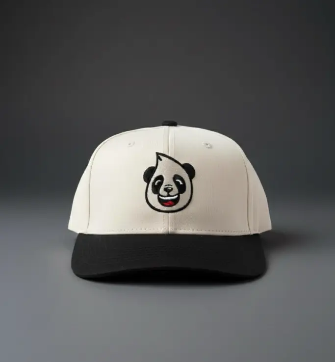 Roscoe Snapback, Unisex Adjustable Embroidered Happy Panda Mascot Hat