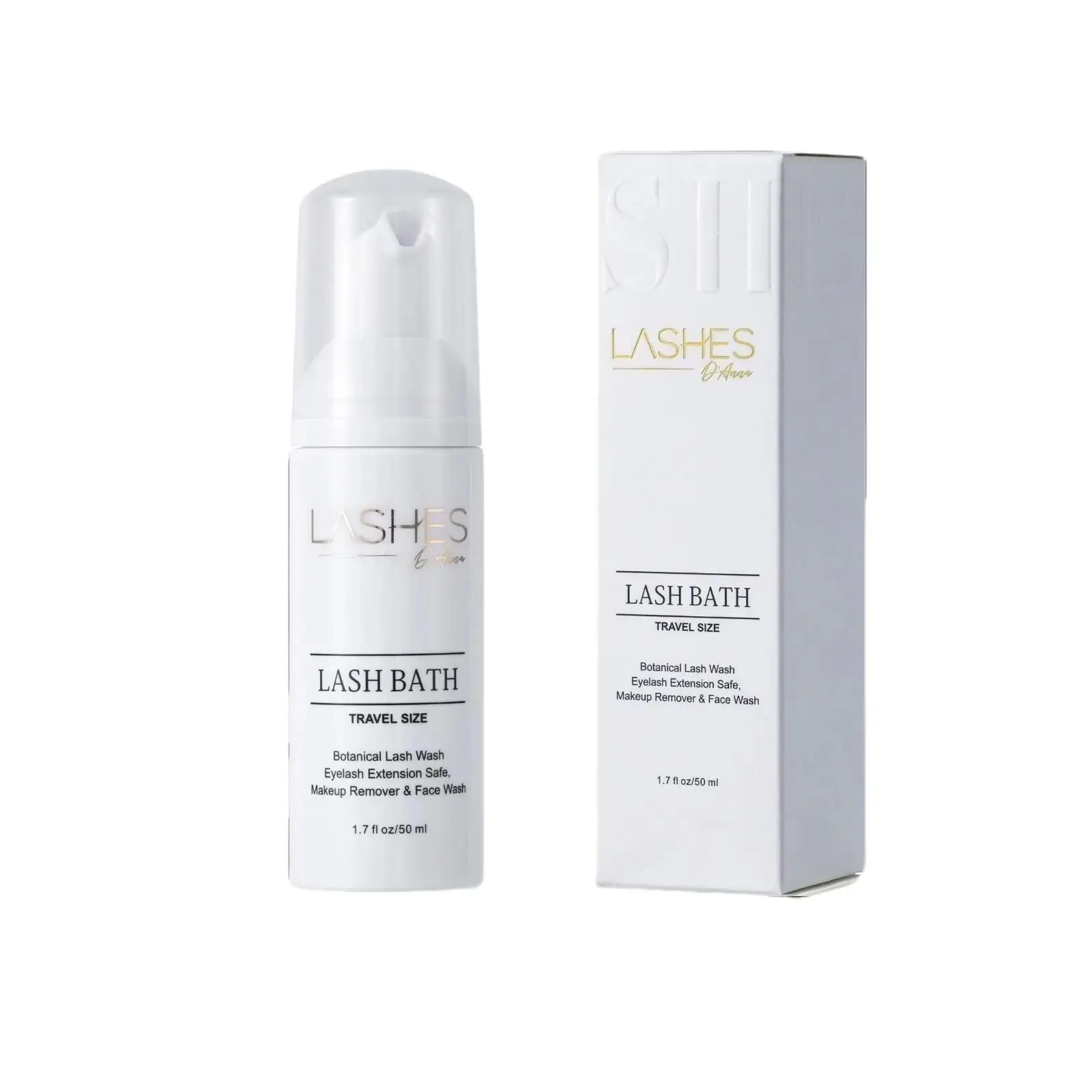 Lash Bath Premium Botanical Lash Cleanser for Eyelash Extensions - Gentle Makeup Remover & Deep Cleansing Formula (100ml & Travel Size)