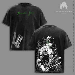 Roronoa Zoro T-Shirt, One Piecee Anime Tee, Three Sword Style Shirt, Santoryu Graphic Top, Vintage Washed Streetwear, Green Aesthetic Design, Wano Arc Zoro Tee, Oversized Unisex Outfit, Shonen Spirit Collection vintage style top
