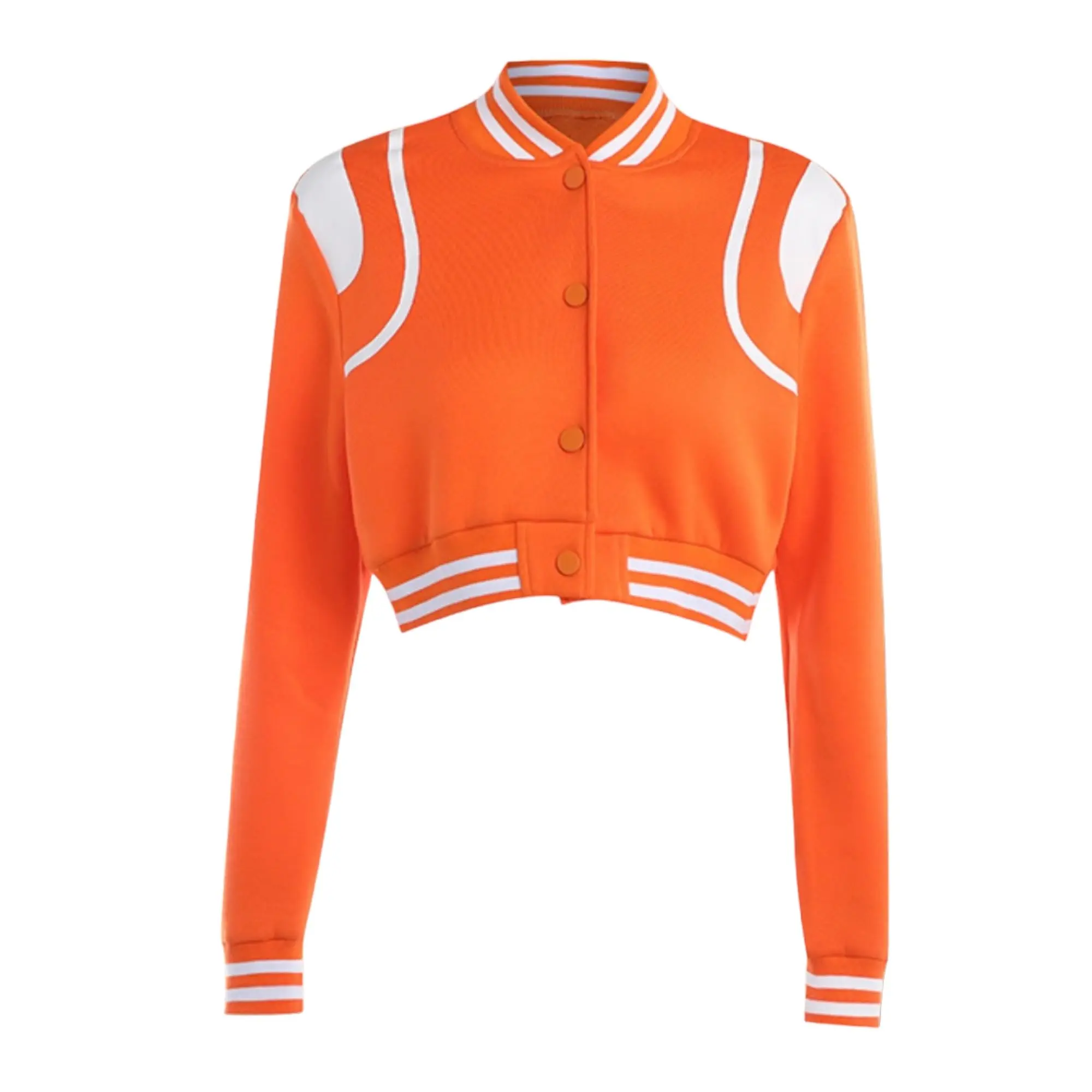 RENDEZVOUS - Tangerine Triumph Varsity Jacket | Womens Orange Varsity Jacket (US, Alpha, Small, Regular, Regular, Orange)