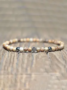 Men's Punk Style Cross Charm Decor Beaded Bracelet, Fashion Jewelry for Party, Daily Clothing Decor, Trendy All-match & Exquisite Jewelry for Birthday Gift