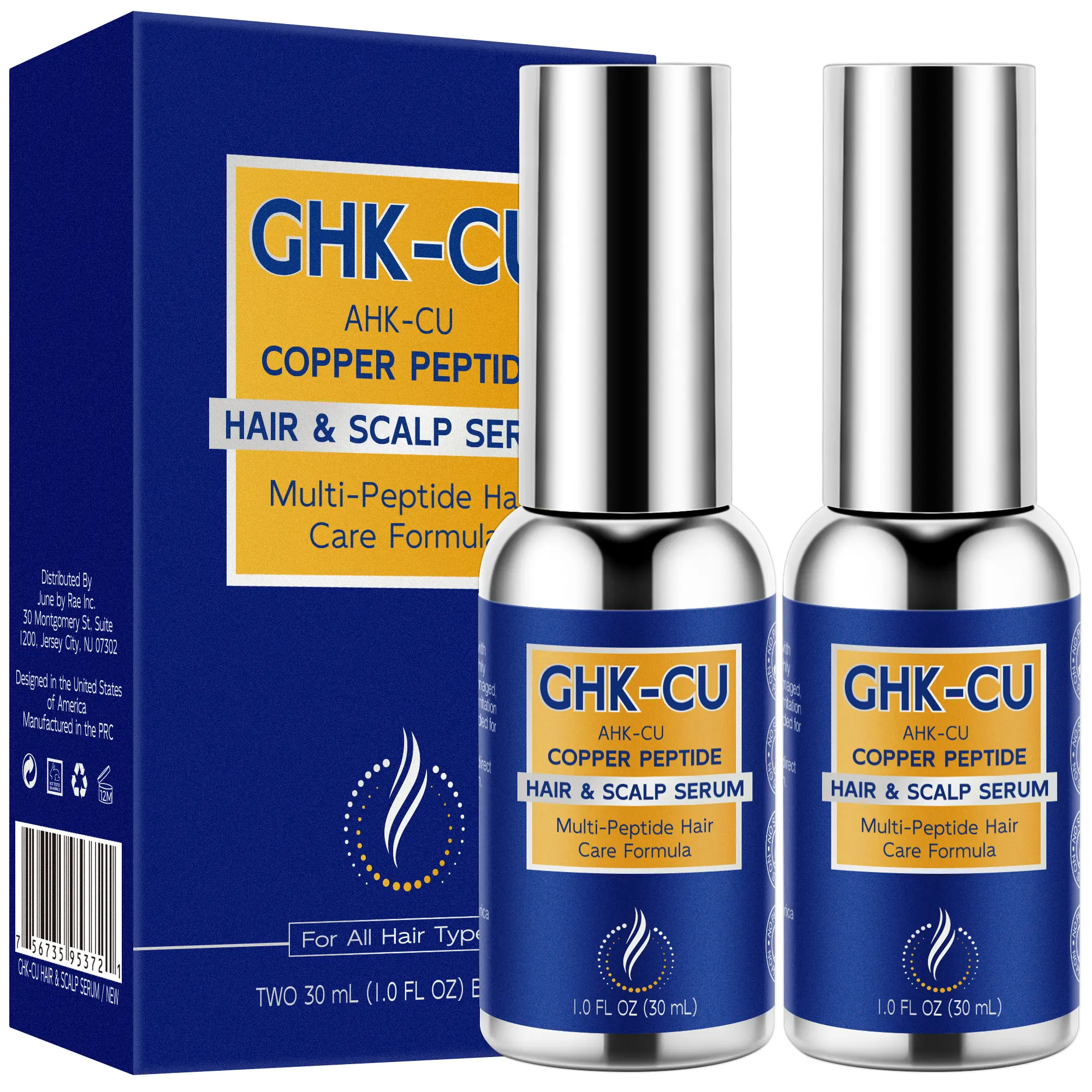 LANGCCI 【5 Peptides Power】The blue Copper Peptide Hair Growth Serum - GHK-CU + AHK-CU Complex for Thicker Hair | Scalp Recovery & Follicle Support | Multi-Peptide Hair Care Formula Haircare