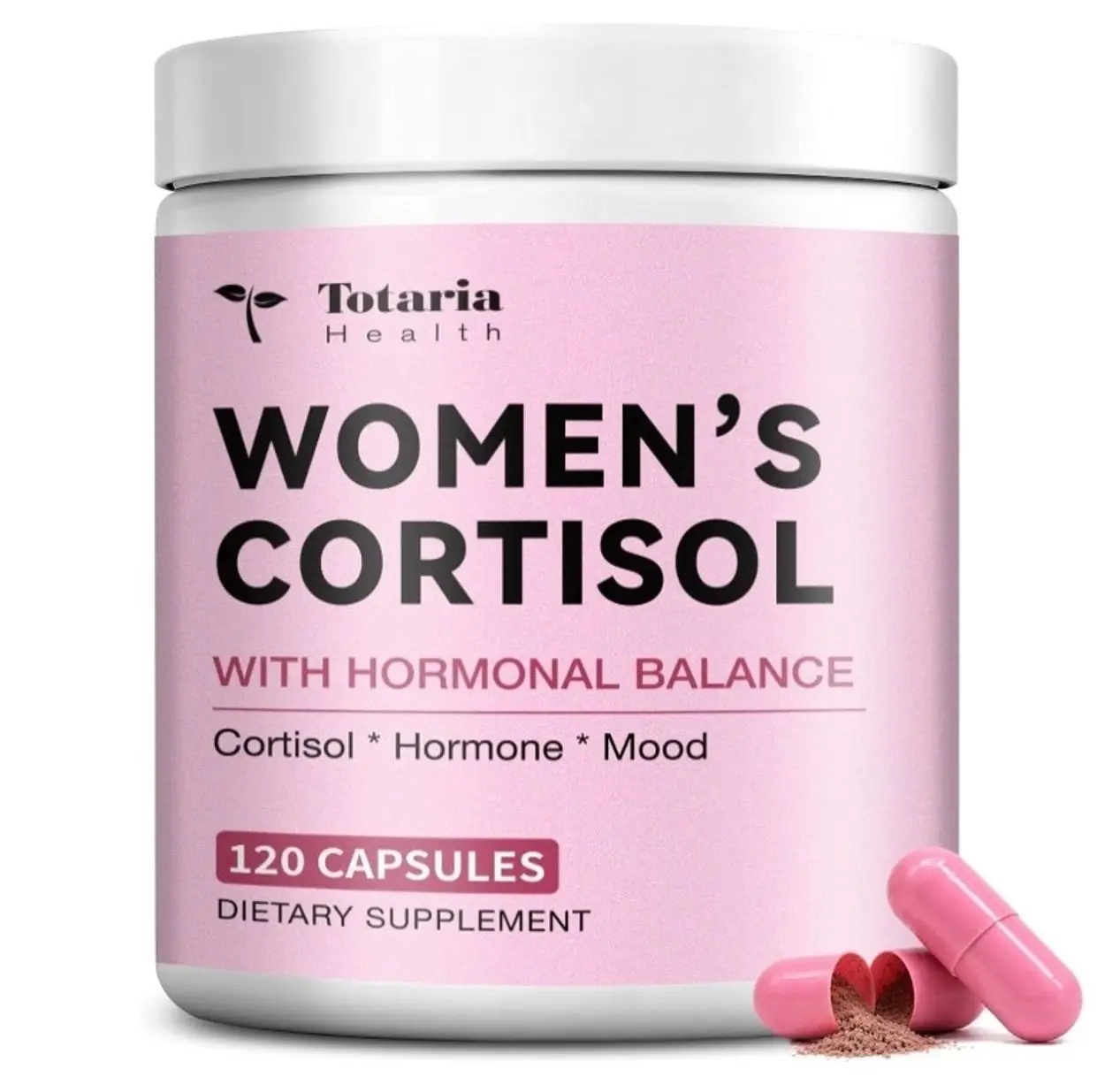 Totaria Women's Cortisol with Hormonal Balance | Stress Relief - Ashwagandha, L-Theanine, Magnesium, Myo-Inositol, Mood, Focus & Sleep Support, PMS* 120 Ct