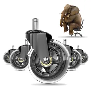 Office Chair Wheels, Chair Casters for Carpet and Hardwood Floors, Heavy-Duty Replacement Rubber Wheels, 3 Inch Universal Fit, Set of 5