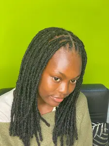 4-16 inch 30 strand human braided hair extensions -0.6 cm thick, pre dyed, natural black, handmade, permanent braids for men and women, natural African curly texture, easy to weave, comfortable and durable, Boho Locs