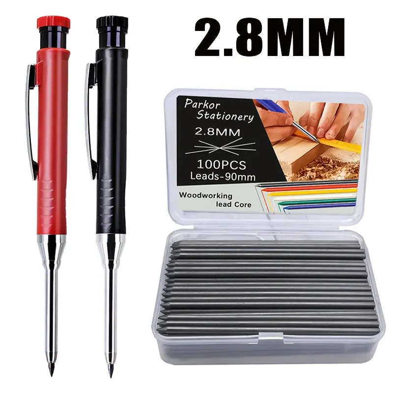 2.8mm Woodworking Pencil with Special Replacement Core, Mechanical Pencil Suitable for Ceramic Tile Metal Floor Marking Pen and Retractable Automatic Pen, Mechanical Drawing Pencils, Mechanical Pencils Set, Stationery Supplies