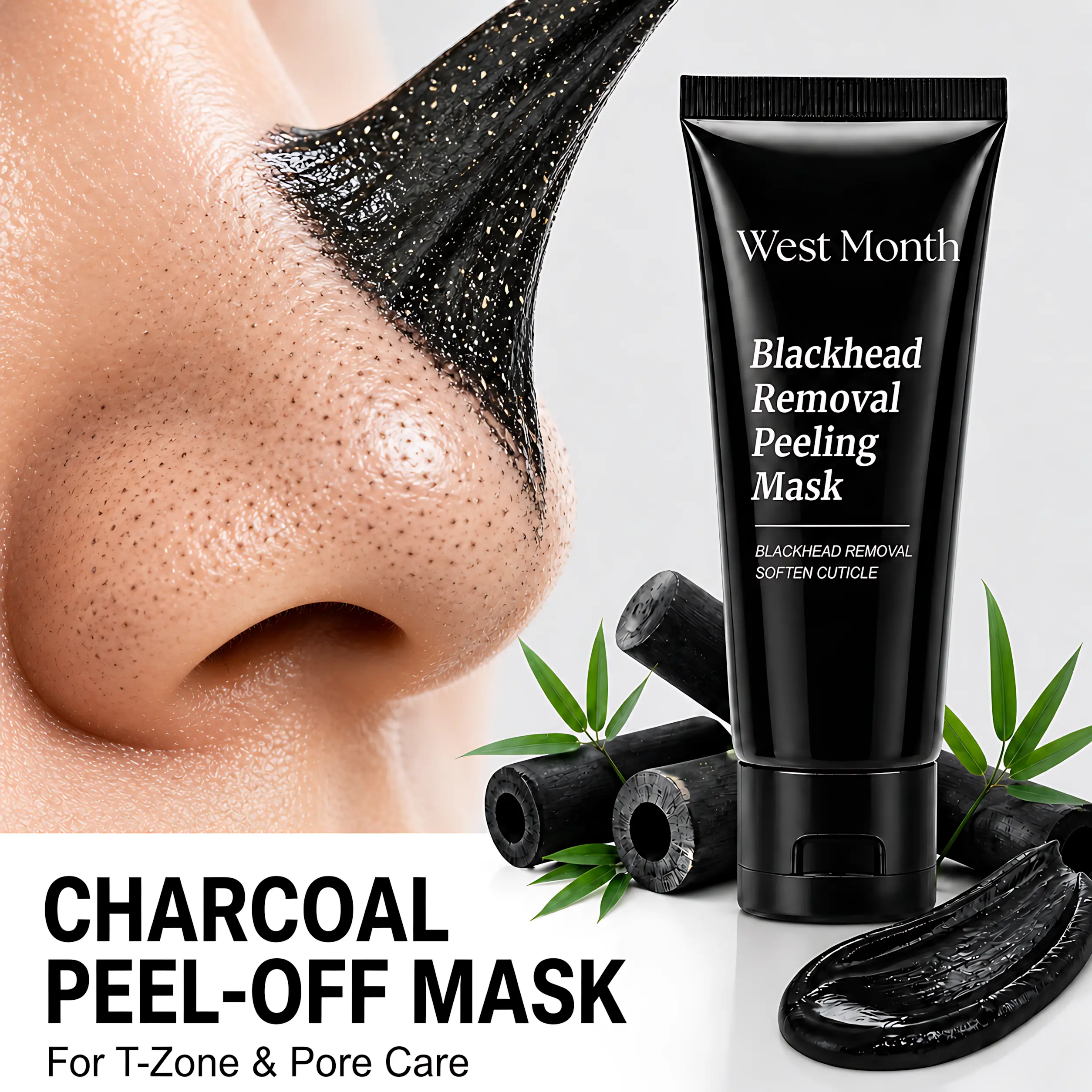 Bamboo Charcoal Blackhead Remover Mask – Deep Cleansing Peel-Off for Nose & Face, Pore Control & Purifying Skincare Solution, 50g Gentle Exfoliation Flawless Clear Comfort Facial