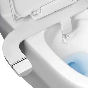 Ultra-Slim Bidet Attachment for Toilet -Dual Nozzle (Frontal & Rear Wash) with AdjustableCold Water Pressure and Stainless Steel Inlet -Hygienic Solution for Fresh Cleanliness, White 1 Pcs