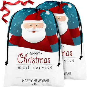 Santa Claus Oversized Christmas Gift Bag Christmas Drawstring Gift Pouch 2-Piece Set Large Size: 27.6" x 42" (approx. 70 x 107 cm) Giant Reusable Gift Bag Ideal for Holiday Presents Birthday Gifts Party Favors Candy Packaging