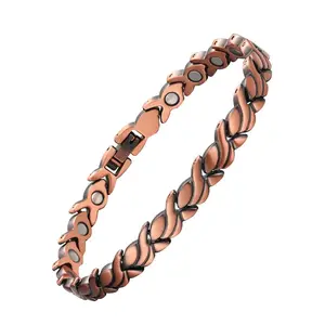 Pure Copper Magnetic Bracelet 99.9% Copper Content Valentine’s Day Gift for Him & Her FishTail Comfortable Stack Bangle with Super Strong Magnetism