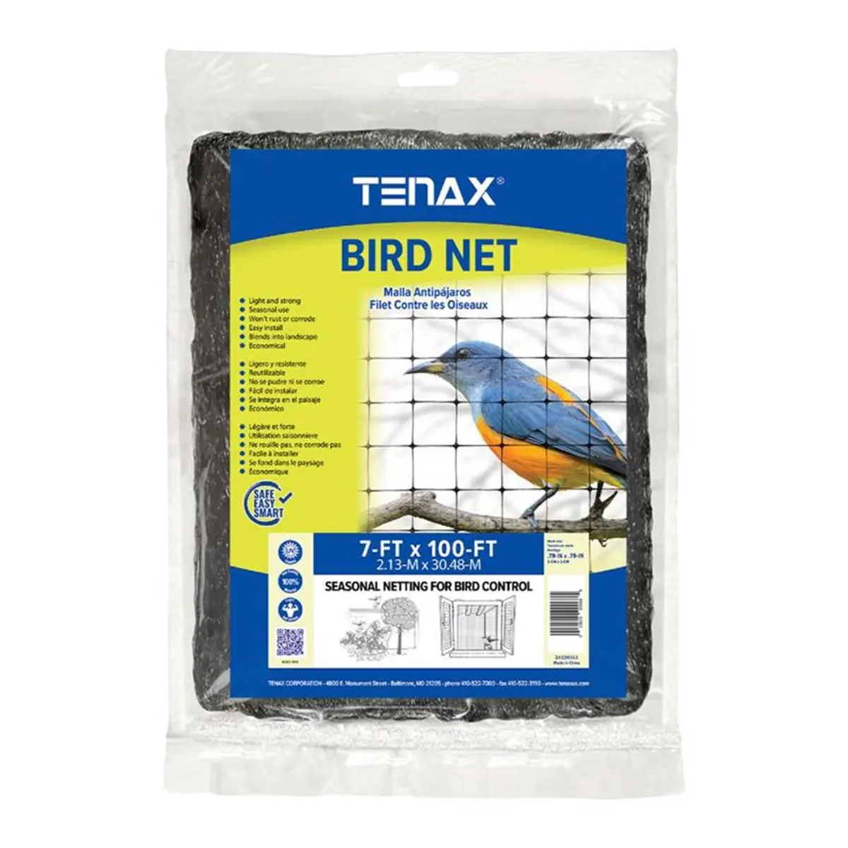 212 MAIN Tenax 7021627 Heavy-Weight Black Heavy Netting, 100x7 ft Easy-to-Use Bird Control Solution, Prevents Bird Damage, Protects Ponds for Large Areas