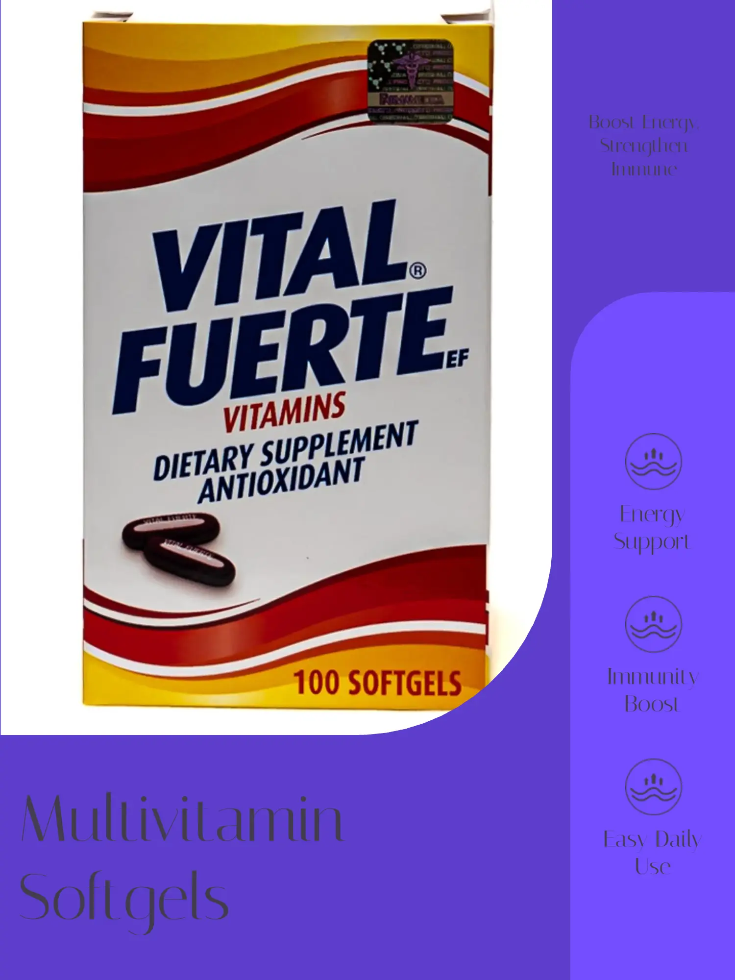 Edible Multivitamin Dietary Supplement - 100 Softgel Capsules with B Complex, Iron, Phosphorus - Antioxidant, Energy Stamina, Multi-Mineral, Nutrition Vitamins Supplements for Energy Support, Immunity Boost, Antioxidant Dietary Supplement