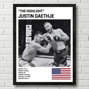 Justin Gaethje Poster, Fighter Wall Art Decor, UFC, Mixed Martial Arts Print, mma Canva for Home Gym, Sports Fan Wall Decor, Man Cave