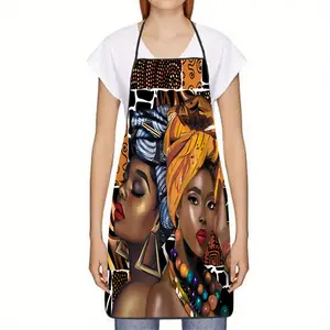African Queen Pattern Apron, Breathable Apron, Adult Size Kitchen Apron, Apron for Restaurant, Cafe, Hotel and Bookshop