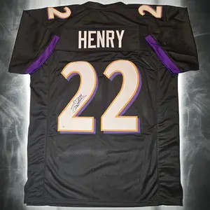 Derrick Henry of the Baltimore Ravens autographed football jersey COA (XL)