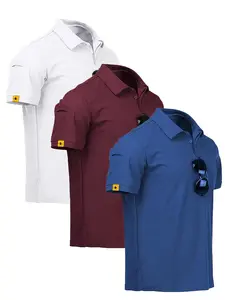 ZITY 3 Pack Mens Polo Shirt Short Sleeve Performance Material Athletic Fashion Athleisure Street Fit Polyester Spandex Moisture-Wicking Four-Way Stretch Golf Shirts for Men Casual Sportswear