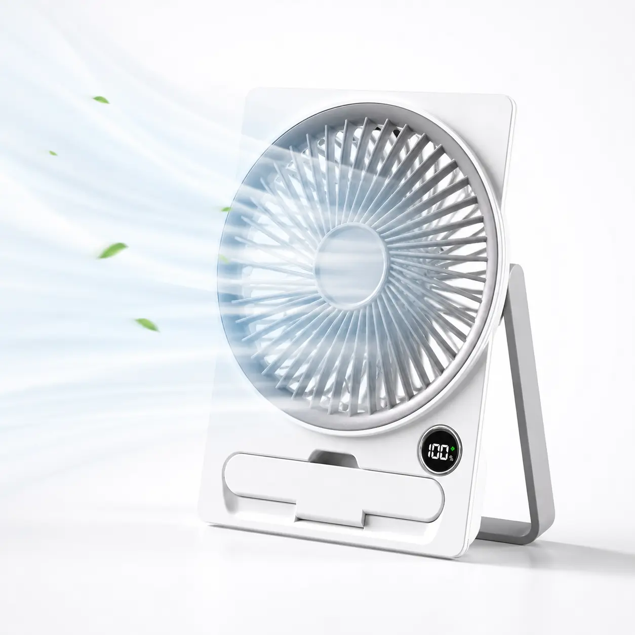 Portable Rechargeable Desktop Cooling Fan - Turbo Table Fan with 100 Speeds, Level 1 Natural Breeze Display, Low Noise for Office, Travel Vacation Essentials