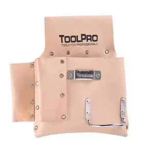 TOOLPRO Top Grain Tool Bag Organizer - Right-Hand Design, 3 Tool Pockets, Box-Style, Nickel Rivets, Steel Loop, Work & Construction Accessories