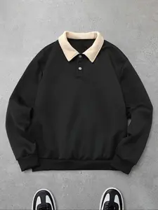 Men's Half-Zip Hooded Sweatshirt, Casual Long Sleeve Knit Pullover, Knitwear, Comfortable and Stylish, Perfect for Daily Wear, Ideal Gift for Him