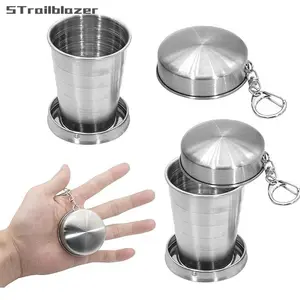 fast  shipping  items Outdoor Sports,3 Pack Collapsible Cups – Stainless Steel Collapsible Cup with Lid and Keychain for Camping, Hiking, Outdoor Activities, and Daily Use – 3 Sizes 2.5 oz (75 ml），5oz（150ml），8oz（240ml),