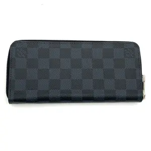 Pre-owned Louis Vuitton Infini Leather Wallet Zippy Damier Graphite Vertical #3158