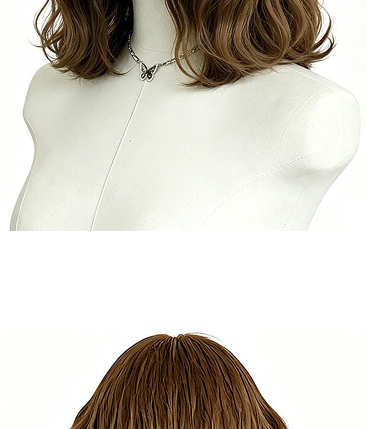 Lotfon Women's short curly Ash Brown non-adhesive synthetic wig, adjustable head circumference, comfortable fit, easy to wear, ready to wear and go, easily achieve a fashionable look