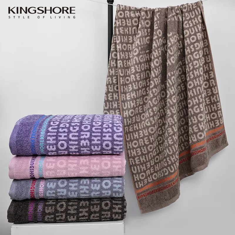 KINGSHORE toweling blanket&bath towel lettered print style 100% Cotton Towel ∙ Extra Large & Extra Thick ∙ Gentle on Skin ∙ Highly Absorbent