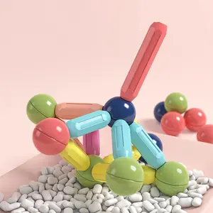 26pcs/36pcs/46pcs/56pcs Magnetic Building Blocks Toy Set, Geometric Building Blocks - Stem Construction Building Set, Magnetic rods toy set, Developmental Play Sticks, Vibrant Colors Creativity Imagination 3D Puzzle Educational Toys for Toddlers