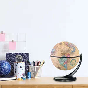Replogle Made in USA 4.3" Mini Antique Ocean Desk Globe 720° Dual-Axis Rotating Political Map with Borders & Capitals Educational World Globe & Office Gift