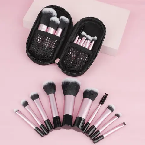 Mini Makeup Brushes Set, 10pcs/set Portable Makeup Brushes with Storage Bag for Travel, Soft Makeup Brushes for Foundation, Powder, Concealers, Cosmetic Tool Set, Beauty Products, Makeup Products Travel Essentials, Makeup Brushes Sets