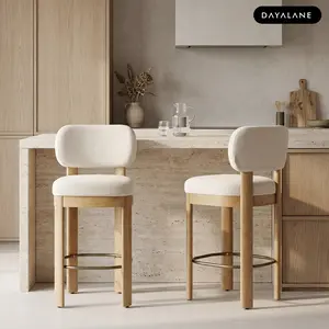 [DealsForYouDays]DAYALANE Modern Farmhouse Counter Stools Set of 2, Vintage Upholstered Bar Chairs with Curved Back