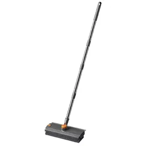Long Handle Brush, Floor Brush, Cleaning Broom for Cleaning, 3-in-1 Shower Brush, Concrete Tile Wall Deck Patio Gray Broom with Scraper Brush