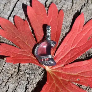 Silver Wire Wrapped Fluorite Crystal Moon Pendant