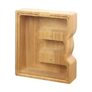 Wooden Letter Money Box for Kids - Alphabet A-Z Piggy Bank with Transparent Panel | Creative Saving Coin Bank Gift for Children's Birthdays