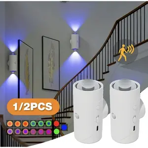 1/2pcs Smart Night Light with Motion Sensor & Multicolor Modes - Rechargeable Wall Sconce for Stairs, Hallway & Bedroom, Magnetic Ambient Lighting Cordless Home Decor, Indoor Use Only