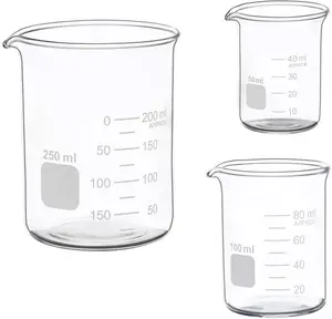 Glass Measuring Low Form Beaker Set 50ml 100ml 250ml Borosilicate Lab Beaker Set