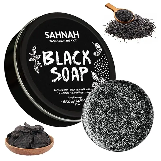 SAHNAH Black Solid Hair Cleanser Bar - Men's Beauty & Personal Care, Haircare Product, Hair Products