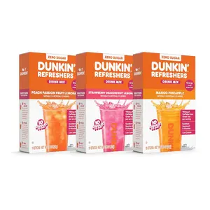 Bundle of Dunkin’ Refreshers Singles To Go! Powdered drink mix packets, 3 flavor