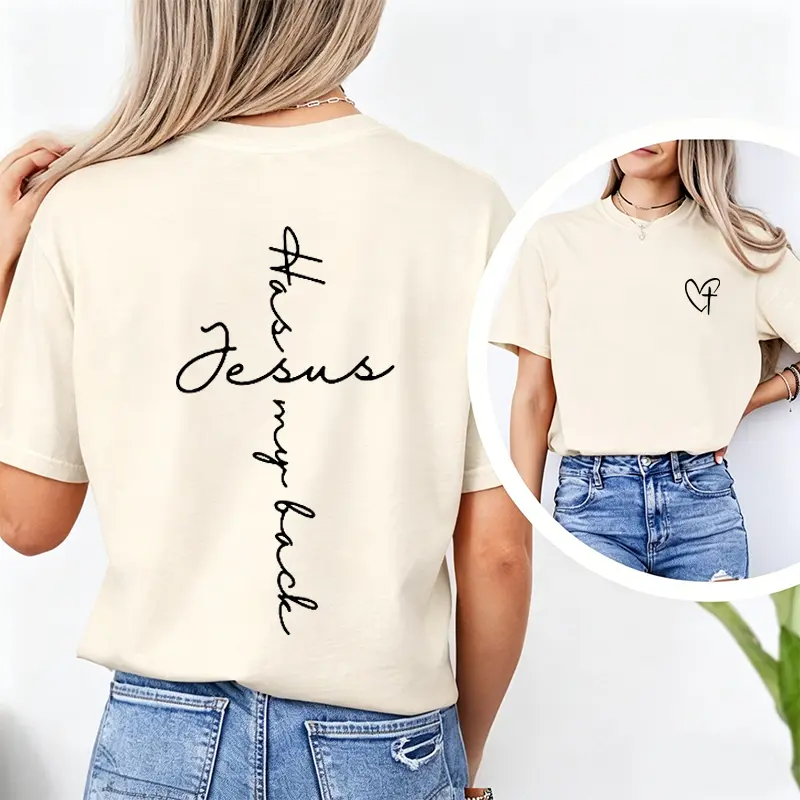 Jesus Has My Back Print T Shirt Birthday Casual Christian Shirt, Christian Merch Jesus Shirt Faith Shirt Christian Gift Teen Christian Apparel,back to school,back to school shopping