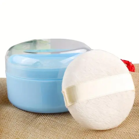 Empty Powder Puff Box, 1 Count Soft Compact Powder Container with Filter Net, Bathroom Gadgets for Home, Beach, Travel