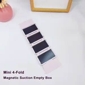 Mini Four-Fold Magnetic Eyeshadow Box, Portable Compact Makeup Organizer, Travel Cosmetic Dispenser, Multi-Layer Customizable Eye Shadow Case