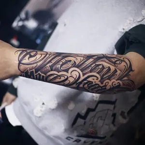 6 Sheets Large Temporary Tattoos for Men Fake Tattoos with 1 Mexican Style Font Element & 5 Random Styles Lasting 7-15 Days Long Lasting Temporary Tattoo Arm Herbal Tattoo Stickers Tatuajes Temporales Realistic Temporary Tattoos