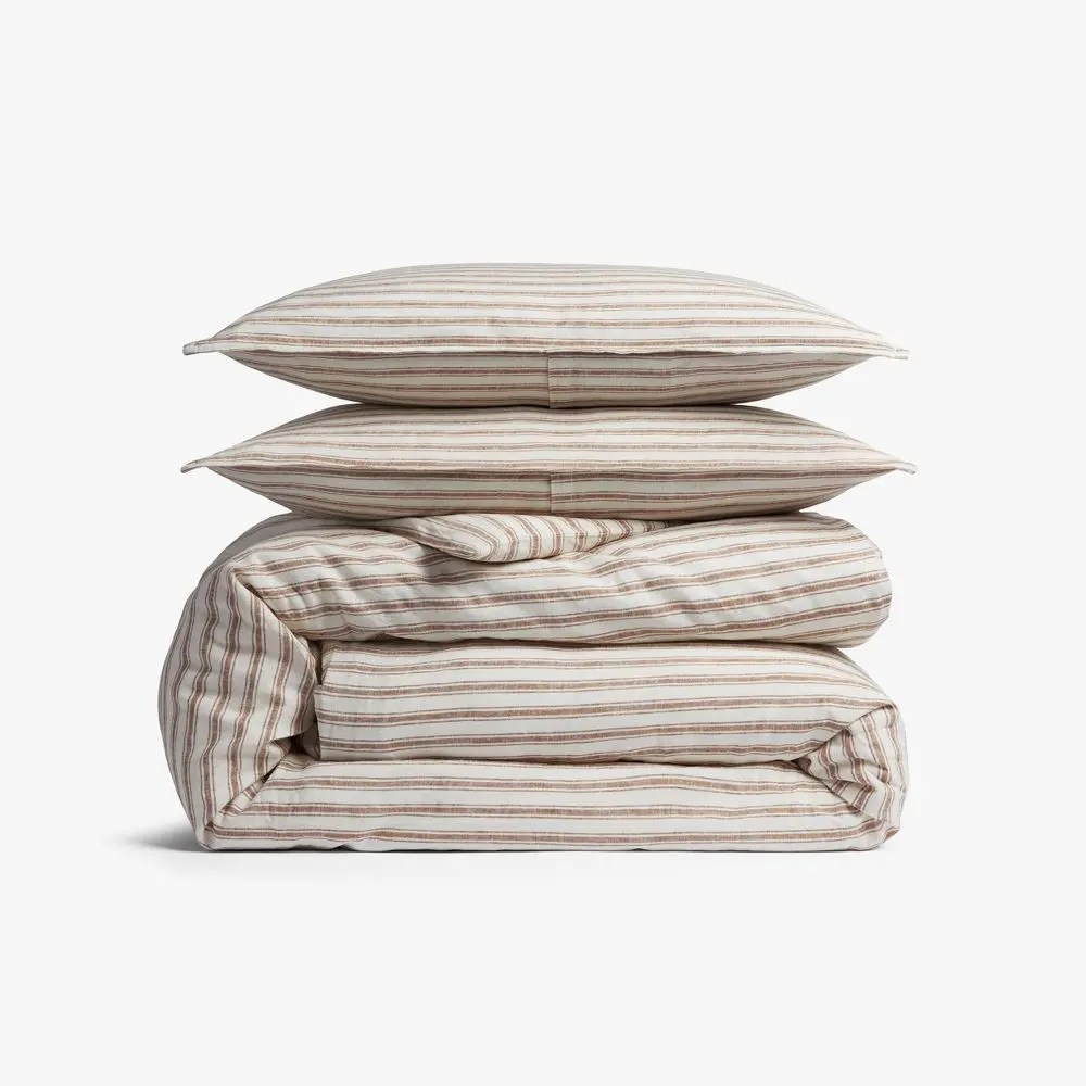 Parachute Relaxed Linen Stripe Duvet Cover & Sham Set, Soft Bedding Set for Bedroom Comfort, Duvet Cover Sets