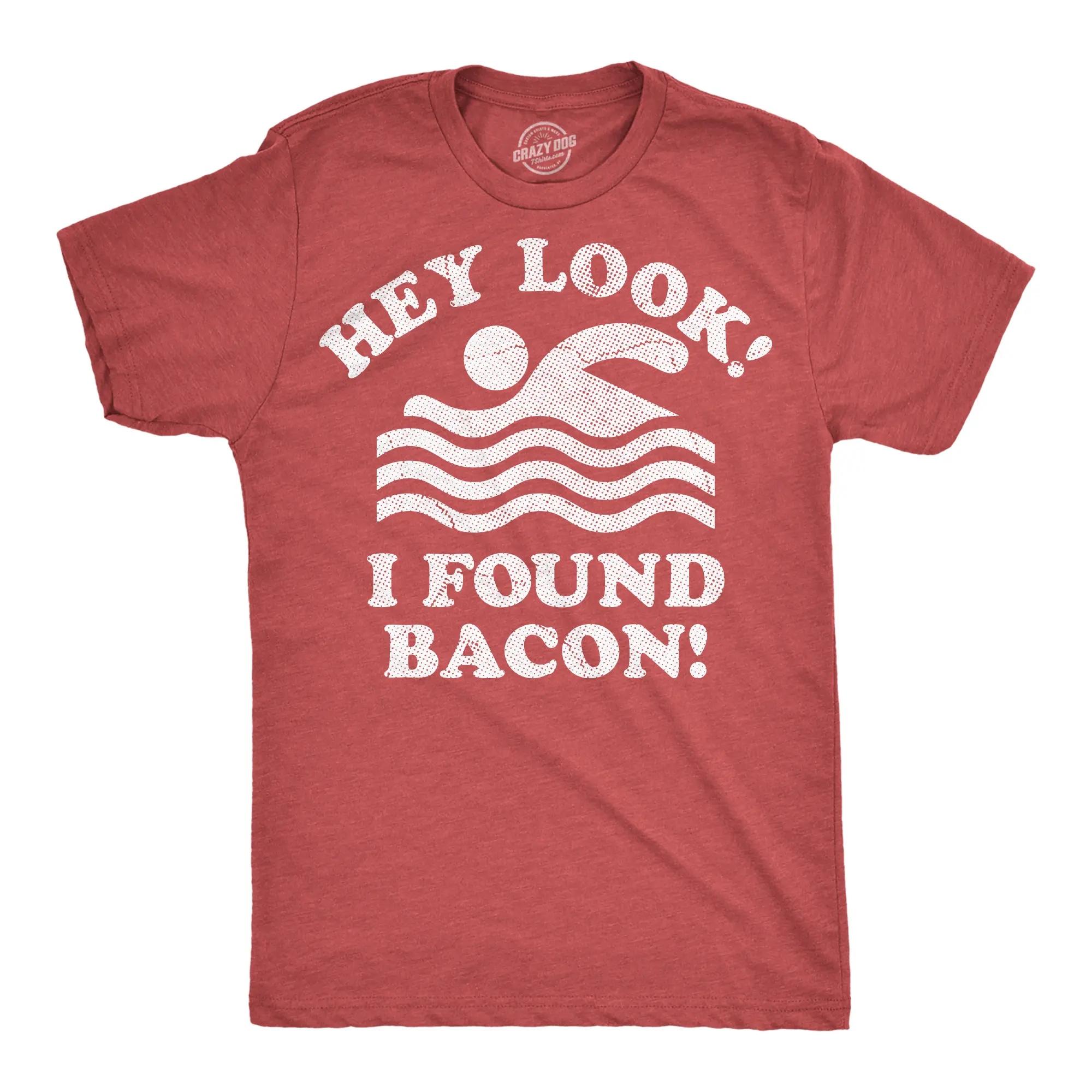 Hey Look I Found Bacon Mens Funny T Shirts Sarcastic Food Graphic Novelty Tee for Men Mens Funny T Shirts Cool Vintage Fashion T-Shirt Gift Classic Menswear Funny Food Short Sleeve Novelty Tees for Guys Red -