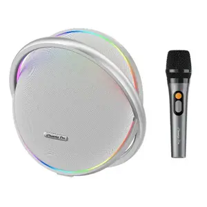 Iphoenix Pro IX-123 Bluetooth Speaker with Microphone Multi-Color Lights Satellite-30000mAh/200W 9 Hours Playtime Audio System - Silver