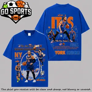 'We here, Indeed' Knicks Basketball Team - Finals 2026 Graphic Premium Cotton T-Shirt For Knicks Nation, Knicks Basketball Fans Apparel, Jalen Brunson Fans Basketball Streetwear Tee, Gift For Basketball Fan Graphic Tee