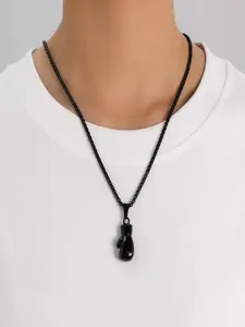 Street Style Stainless Steel Boxing Gloves Pendant Necklace, Minimalist Chain, Trendy Hip Hop Jewelry for Men, All Seasons Fashion Accessory